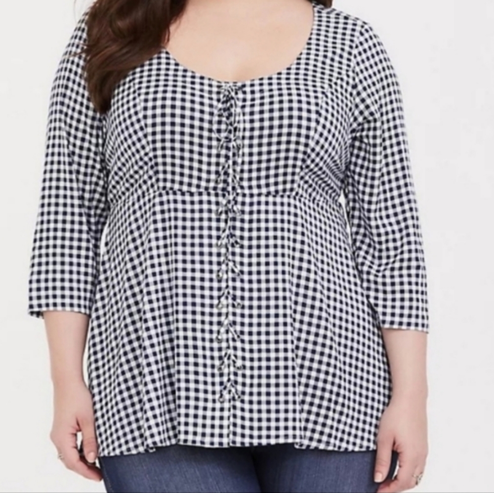 TORRID Checkered Lace Up Top